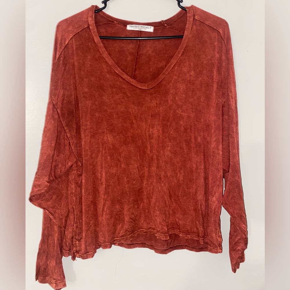 Project Social T Ruse Red Casual long sleeve top size XS